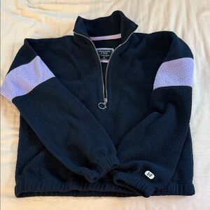 XS Abercrombie & Fitch Cropped Navy Fleece with Lavender Accents